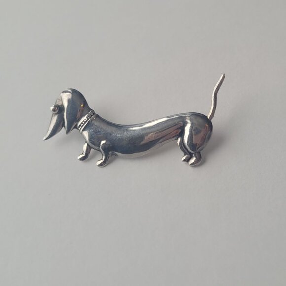 Dachshund Weenie Dog Sterling Pin Silver Doxie Dog Parra Mexico - Picture 5 of 10